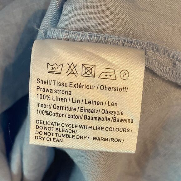 Malvin Sz M Light Blue Linen V-Neck 3/4 Sleeve Summer Everyday Dress - Picture 6 of 6